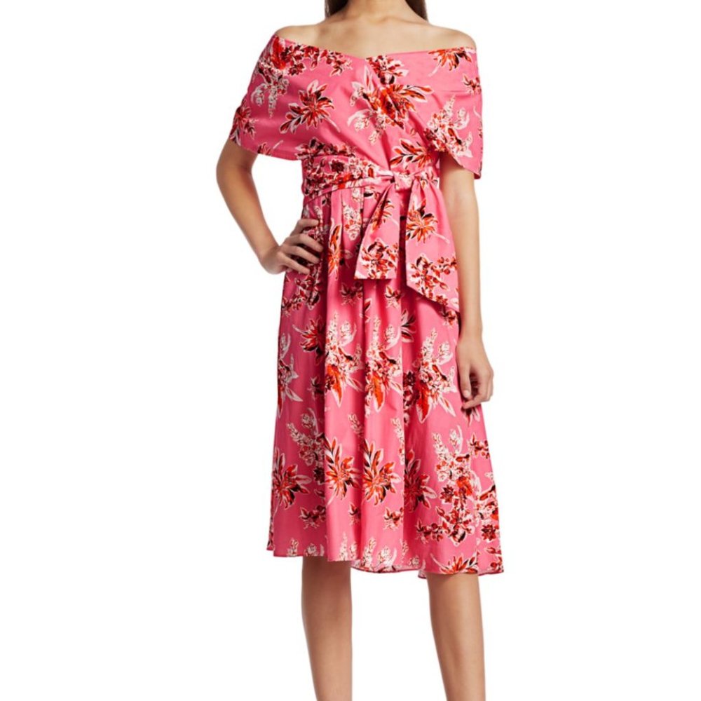 Lela Rose Wildflower Print Cape Dress NWOT